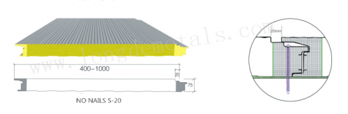 No nails type PU sandwich wall panel